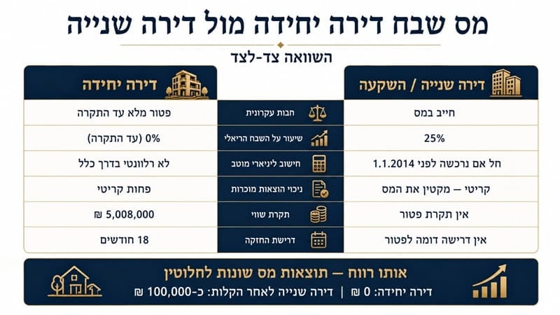 מס שבח דירה יחידה מול דירה שנייה - מור עדה עורכת דין למקרקעין